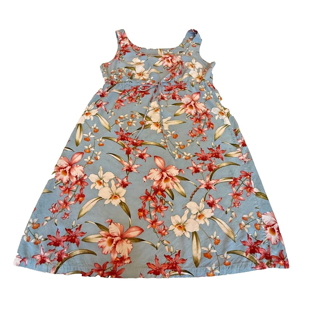 Puanani Women's Sleeveless Lightweight Hawaiian Dress Blue Size Small